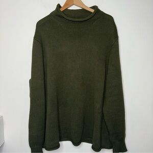 J. Crew Always Sweater Knit Oarsman Mens XXL Olive Green Roll Neck Fisherman